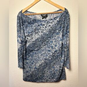 vintage Saint Tropez Wear women’s blue paisley patterned blouse top